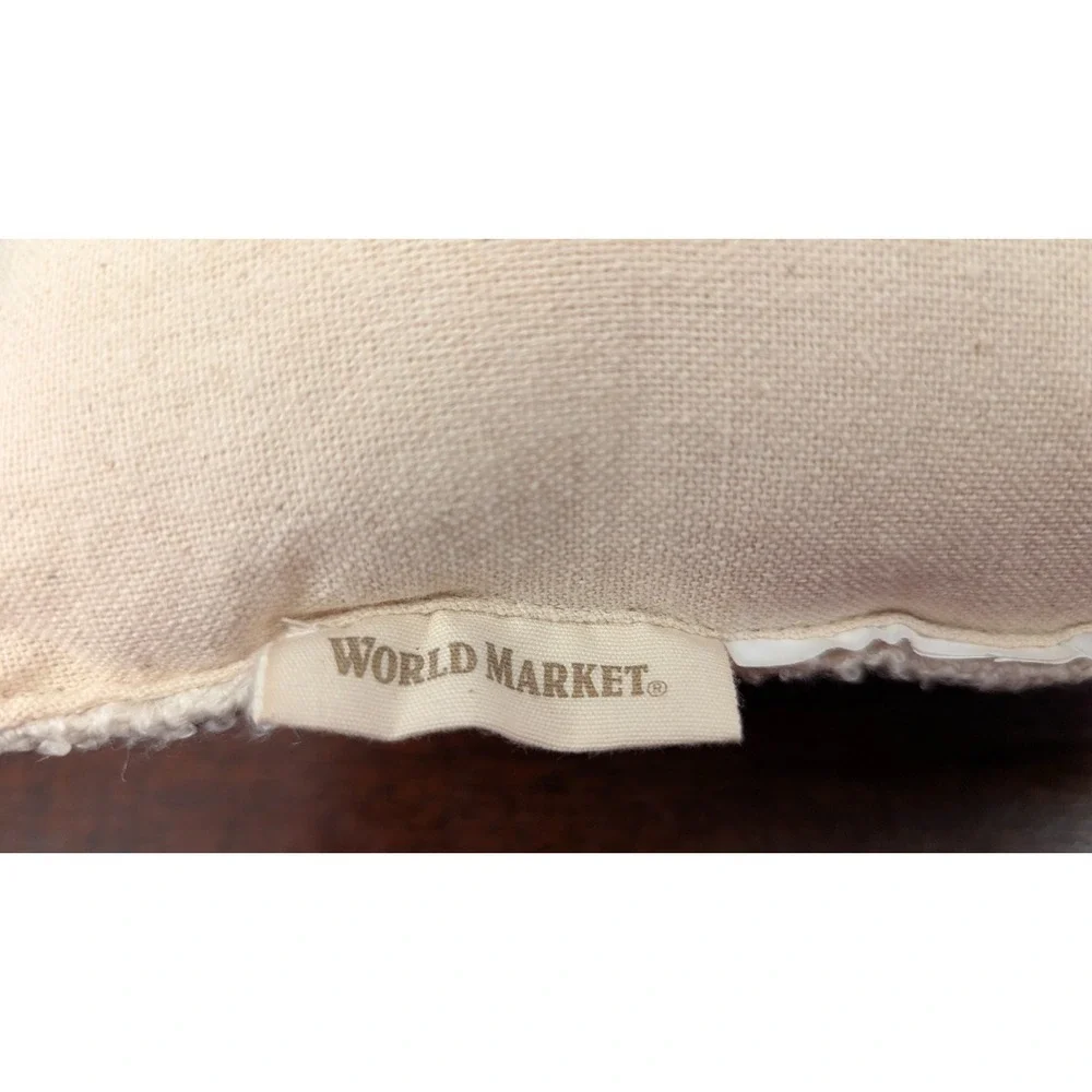 World Market Lucky Maneki Neko Cat Throw Pillow Embroidered Fish Bell White 12